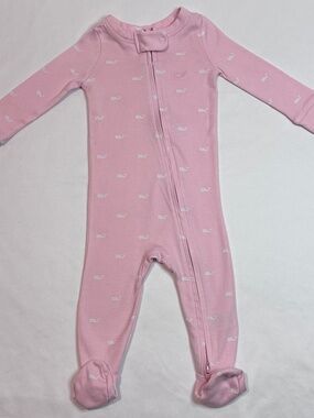 Vineyard Vines logo 2 way zipper pink bay pajama 3-6 m